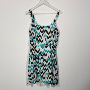Rue21 Chevron Patterned Mini Dress in Black, White, and Teal